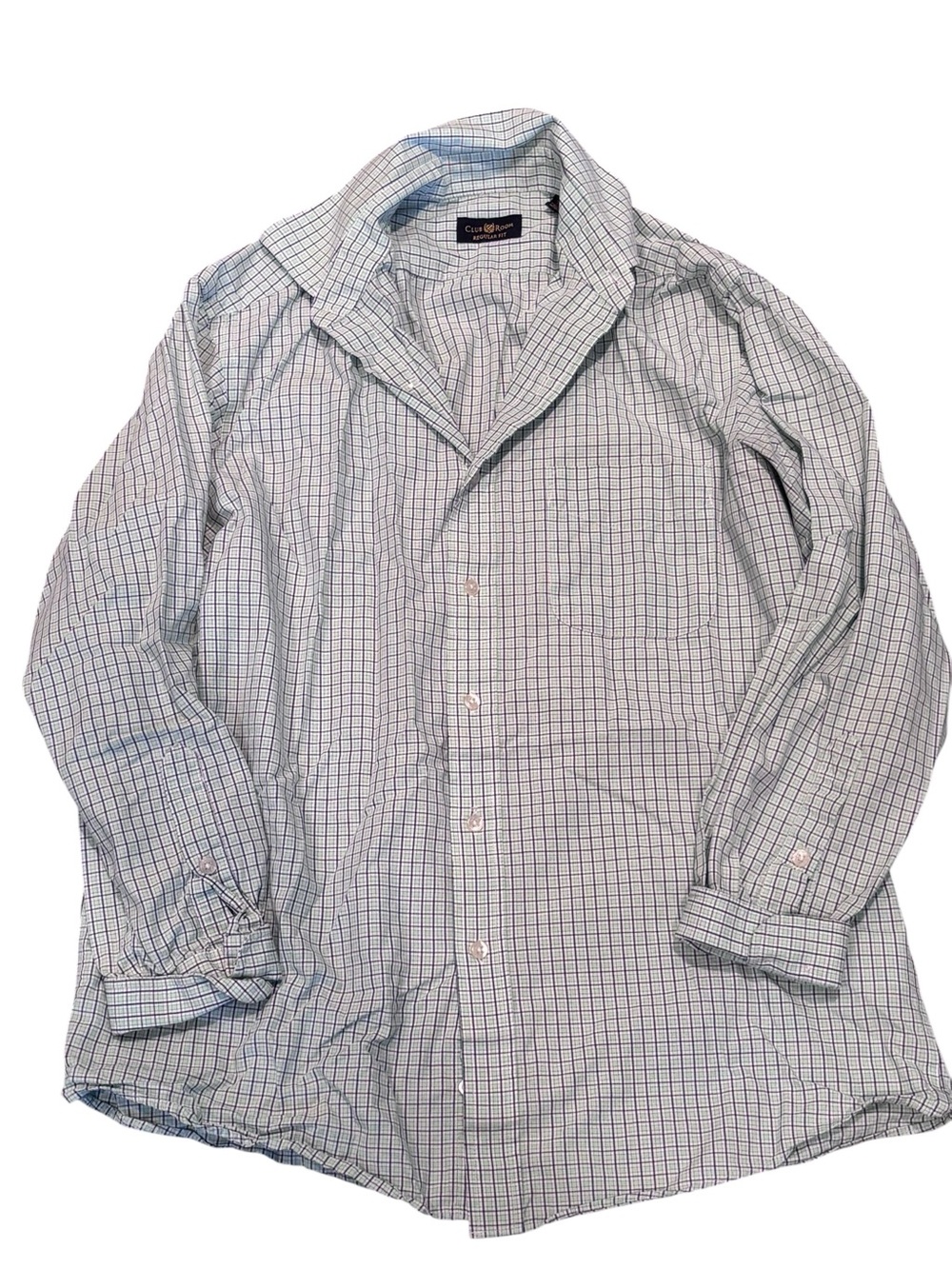 Club Room Light Blue & White Checked Men’s Button-Down Shirt